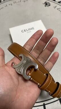 Celine Triomphe Buckle Brown Leather Belt